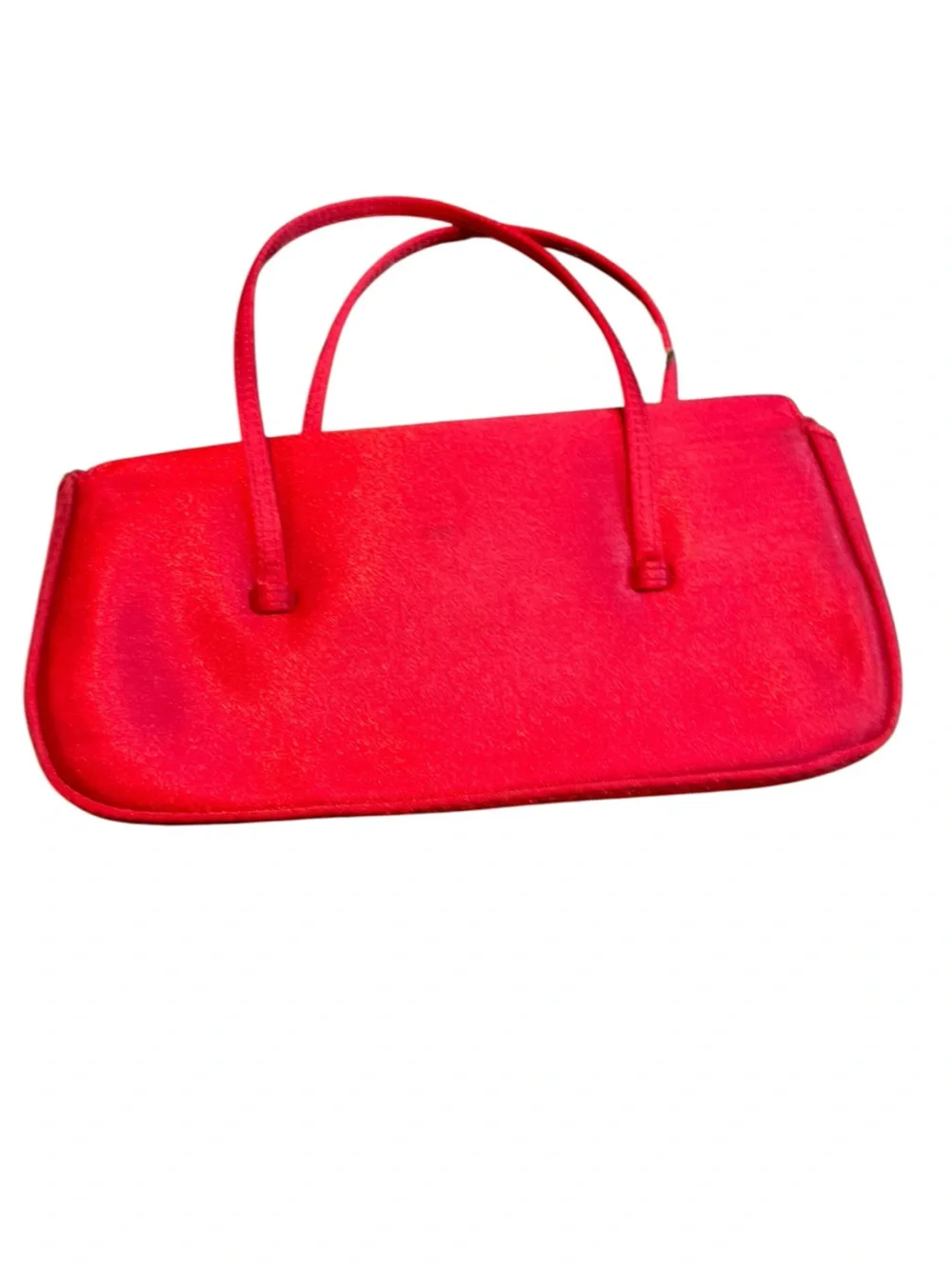 XOXO Red Satin Top-Handle Clutch with Silver X Accent